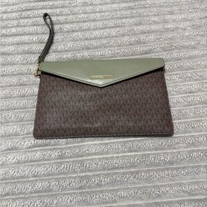 Michael Kors Brown and Olive Large Wristlet